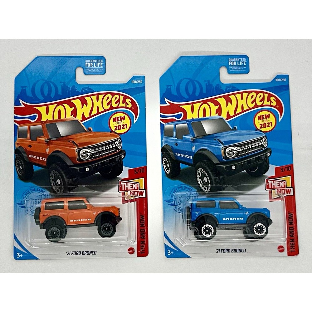 Hot Wheels '21 Ford Bronco Lot of 2 Orange Blue Then & Now 2021 1:64